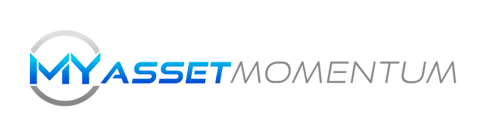 MyAssetMomentum logo with blue and black design